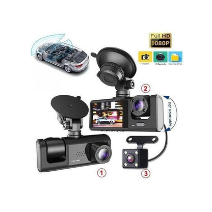 3-in-1 Smart Car Camera (Front + Interior + Rear) 🚗🎥