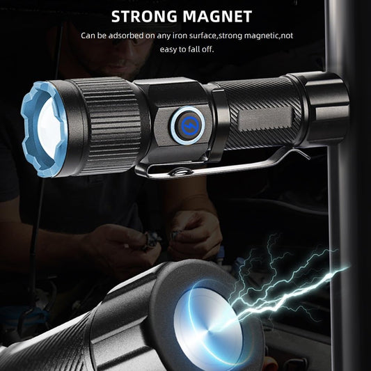 Mini LED Flashlight with Magnet and Clip