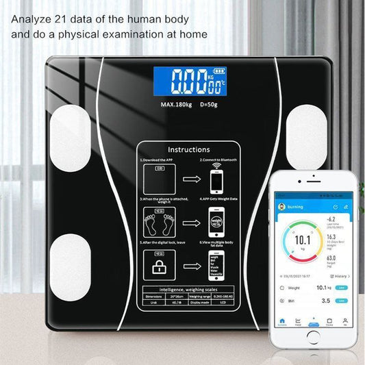 Bluetooth Smart Bathroom Scale – Digital BMI & Body Fat Scale with Mobile App